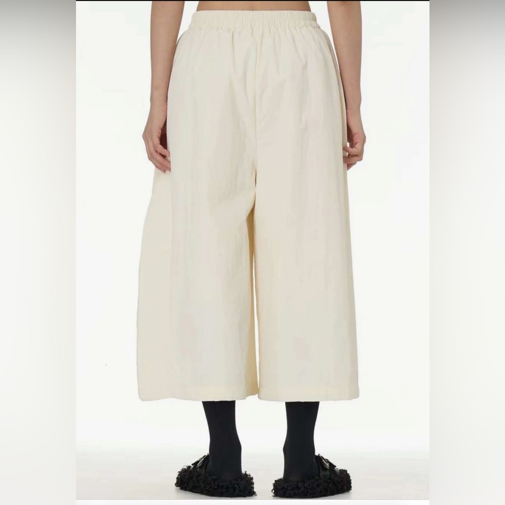 Cream Wide Leg High-Waisted Pants